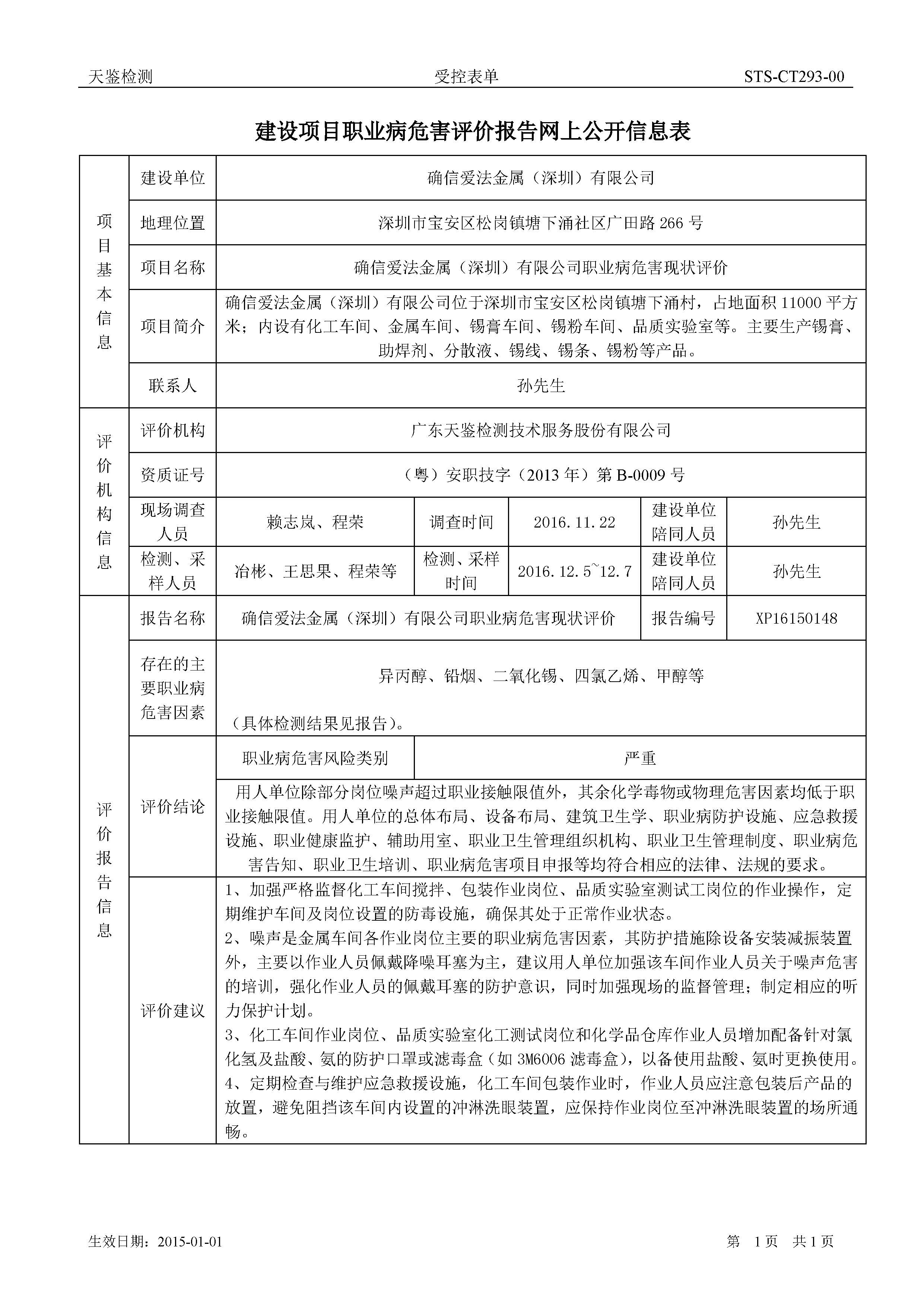 职业病危害评价报告